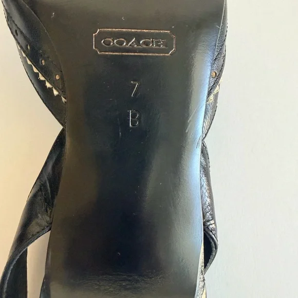 Coach Black Leather Slingback Kitten Heels Size 7 Square Toe - Picture 7 of 8